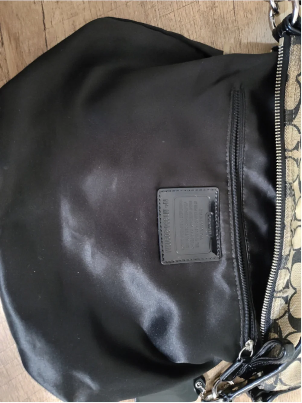 Women's Coach Shoulder Bag One Size Beige Black Signature Canvas